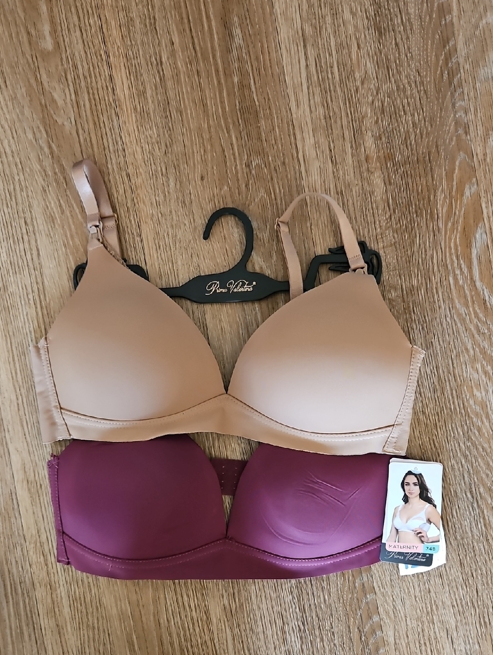 Prima Valentina Maternity Smooth T-Shirt Bra - Nude and Berry 34B